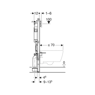 Geberit Duofix fali wc-szerelőelem , 112 cm, Sigma 12 cm-es falsík alatti öblítőtartállyal