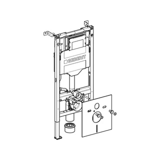 Geberit Duofix fali wc-szerelőelem , 112 cm, Sigma 12 cm-es falsík alatti öblítőtartállyal