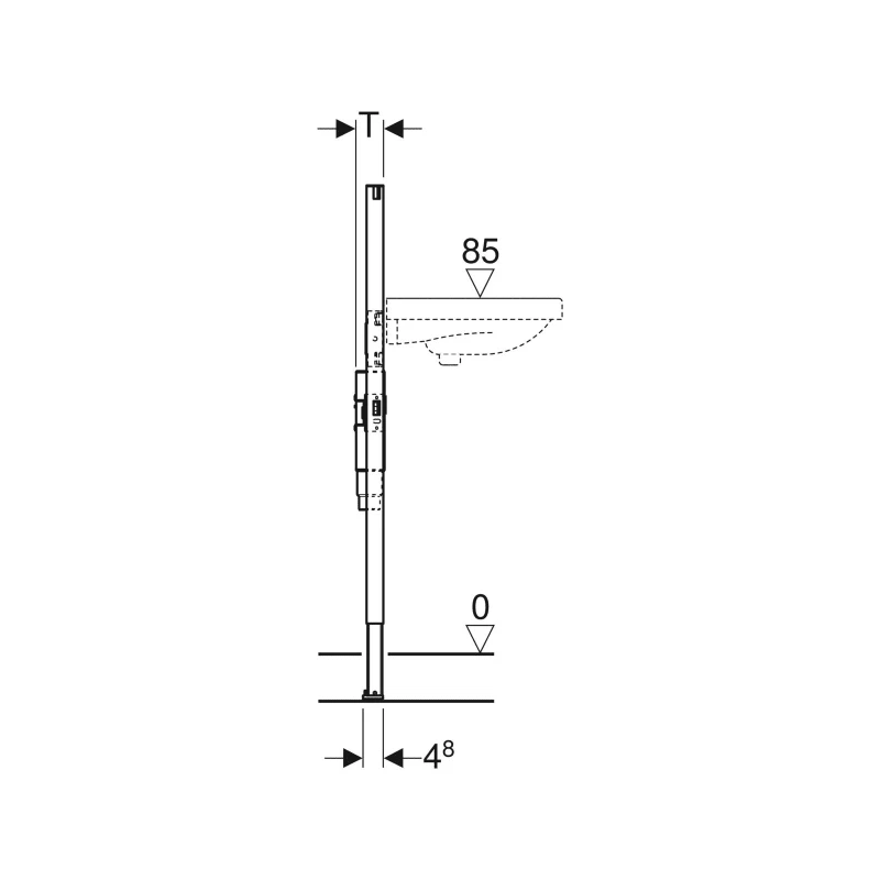 Geberit Duofix mosdó szerelőelem, 112 cm, álló csaptelephez, falsík alatti szifonnal