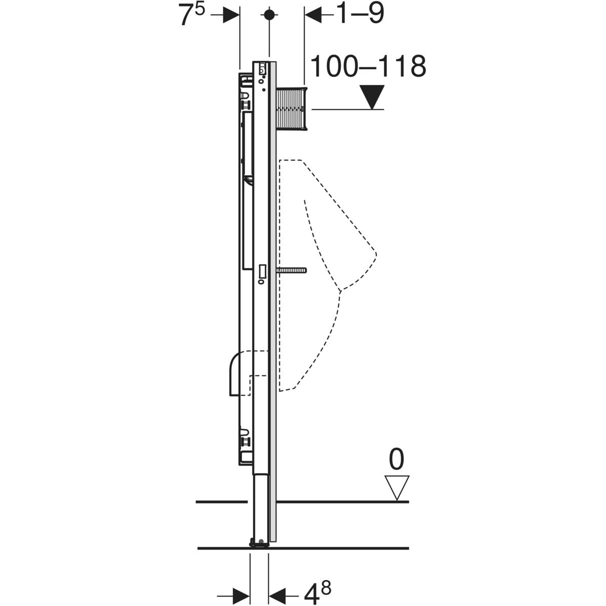 Geberit Duofix vizelde elem, 112–130 cm, univerzális