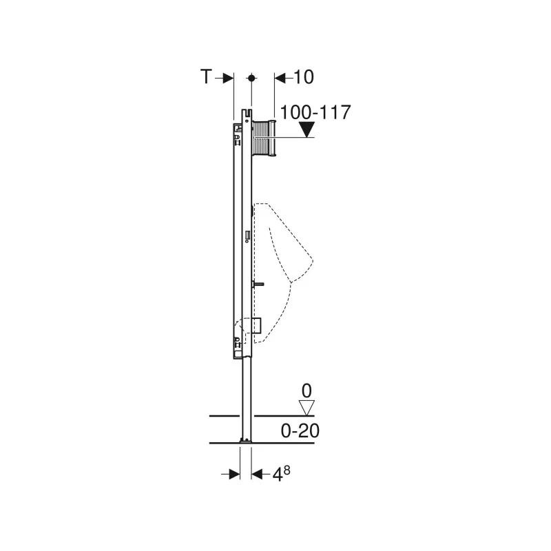 Geberit Duofix vizelde elem, 130 cm, univerzális, Basic vizeldevezérléshez