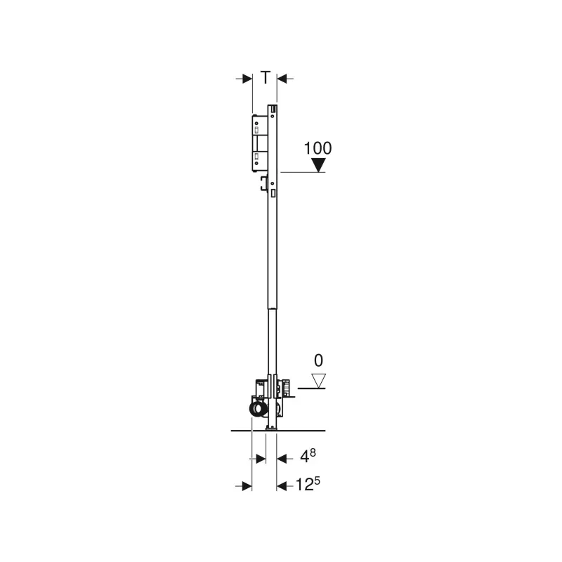Geberit Duofix zuhanyelem, 130 cm, CleanWall falsík alatti összefolyóval, falsík alatti csaptelephez, 90–250 mm 