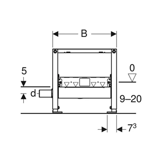 Geberit Duofix zuhanyelem, 50 cm, falsík alatti összefolyóval, falsík előtti csapt., az összefolyónál 90–200 mm esztrich