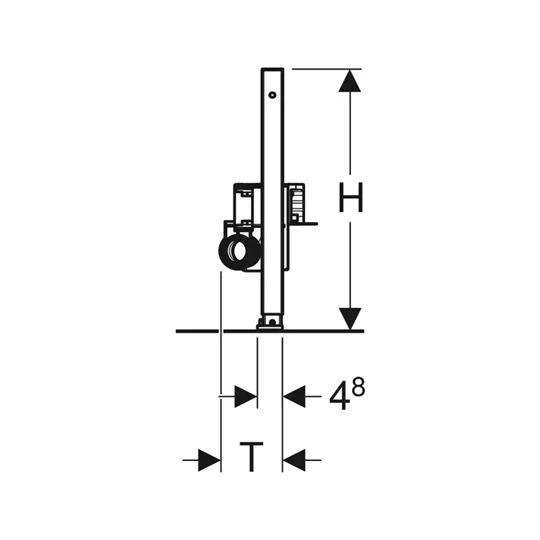 Geberit Duofix zuhanyelem, 50 cm, falsík alatti összefolyóval, falsík előtti csapt., az összefolyónál 90–200 mm esztrich