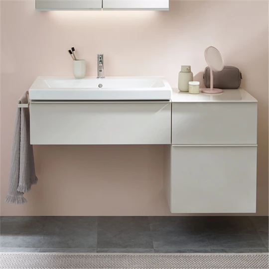 Geberit Icon Light mosdó 75x48x5,5cm, csaplyukkal, túlfolyóval, fehér