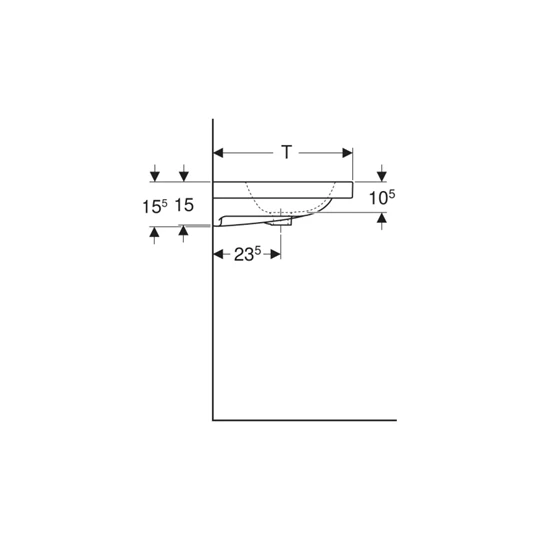 Geberit Icon Light mosdó 75x48x5,5cm, csaplyukkal, túlfolyóval, fehér