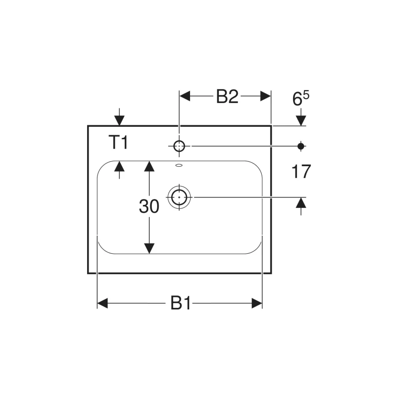 Geberit Icon Light mosdó 75x48x5,5cm, csaplyukkal, túlfolyóval, fehér