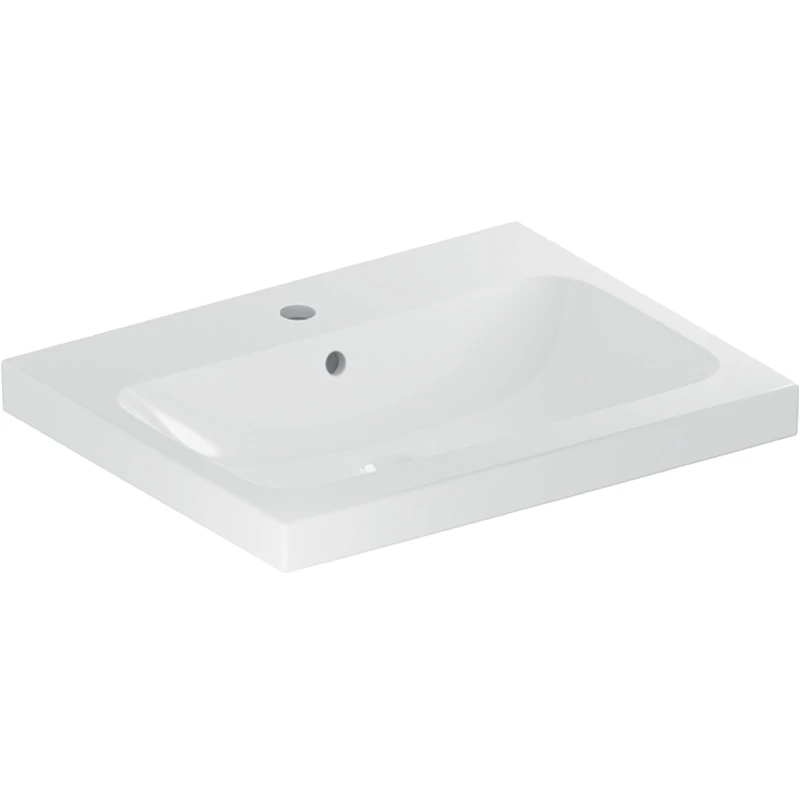 Geberit Icon Light mosdó 75x48x5,5cm, csaplyukkal, túlfolyóval, fehér