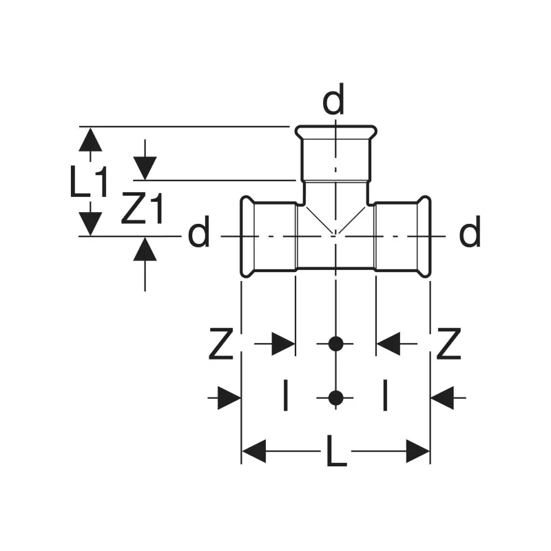 Geberit Mapress szénacél egál T-idom: d=108mm
