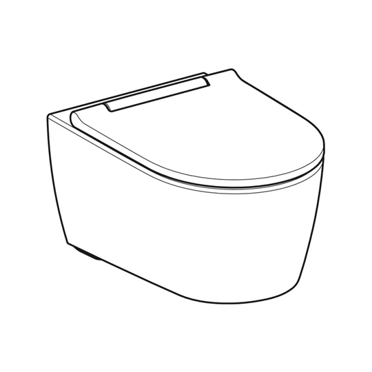 Geberit One fali wc csésze, perem nélküli Turbo-Flush funkcióval, wc ülőkével, fényes króm betéttel, 540x370 mm