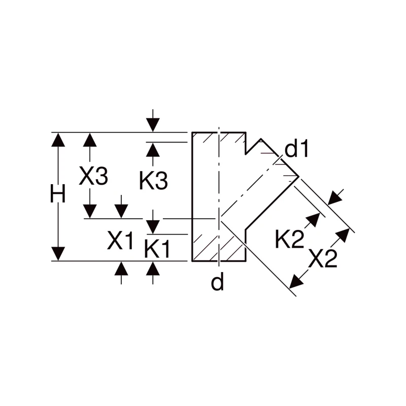 Geberit PE 45°-os elágazó idom: d=75mm, d1=63mm