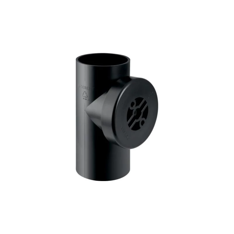 Geberit PE 90°-os tisztító idom kerek revíziós ajtóval: d=125mm, d1=110mm
