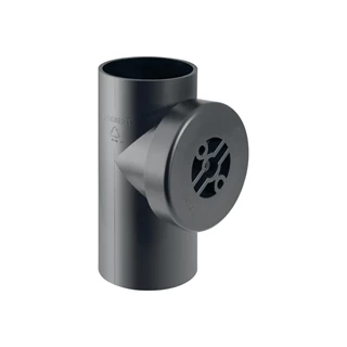 Geberit PE 90°-os tisztító idom kerek revíziós ajtóval: d=75mm, d1=75mm