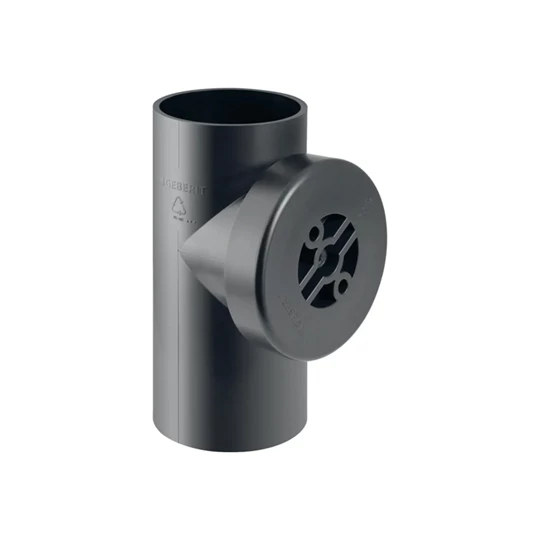 Geberit PE 90°-os tisztító idom kerek revíziós ajtóval: d=75mm, d1=75mm