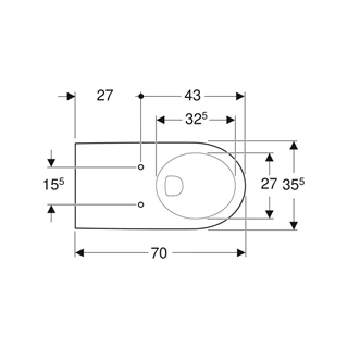 Geberit Selnova Comfort fali WC, mélyöblítésű, hosszabb kivitel, 70 cm