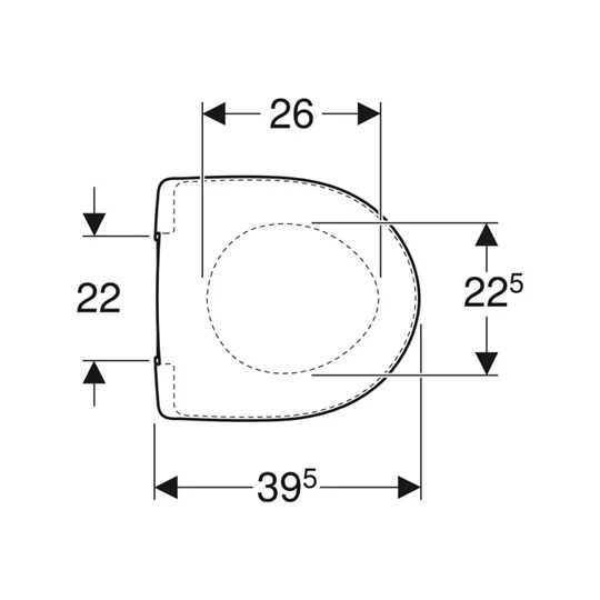 Geberit Selnova Compact WC-ülőke, lecsapódásgátlós, rögzítés felülről, rögzítési távolság 22 cm, fehér