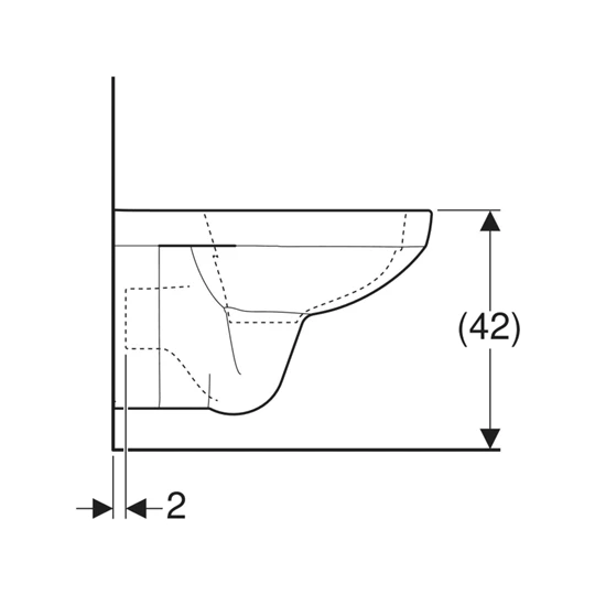 Geberit Selnova Square fali WC csésze mélyöblítésű, szögletes, Rimfree, 35 cm x 34 cm x 53 cm