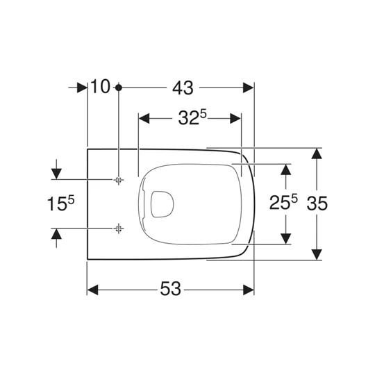 Geberit Selnova Square fali WC csésze mélyöblítésű, szögletes, Rimfree, 35 cm x 34 cm x 53 cm