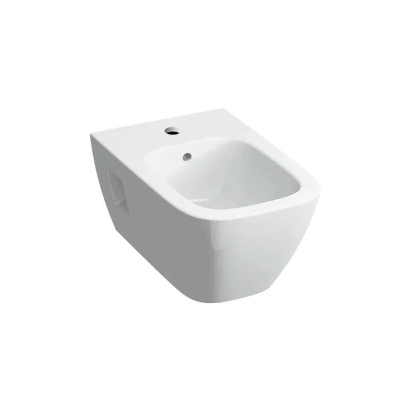 Geberit Selnova Square fali bidé, részben zárt forma, 54cm, túlfolyóval és csaplyukkal, fehér