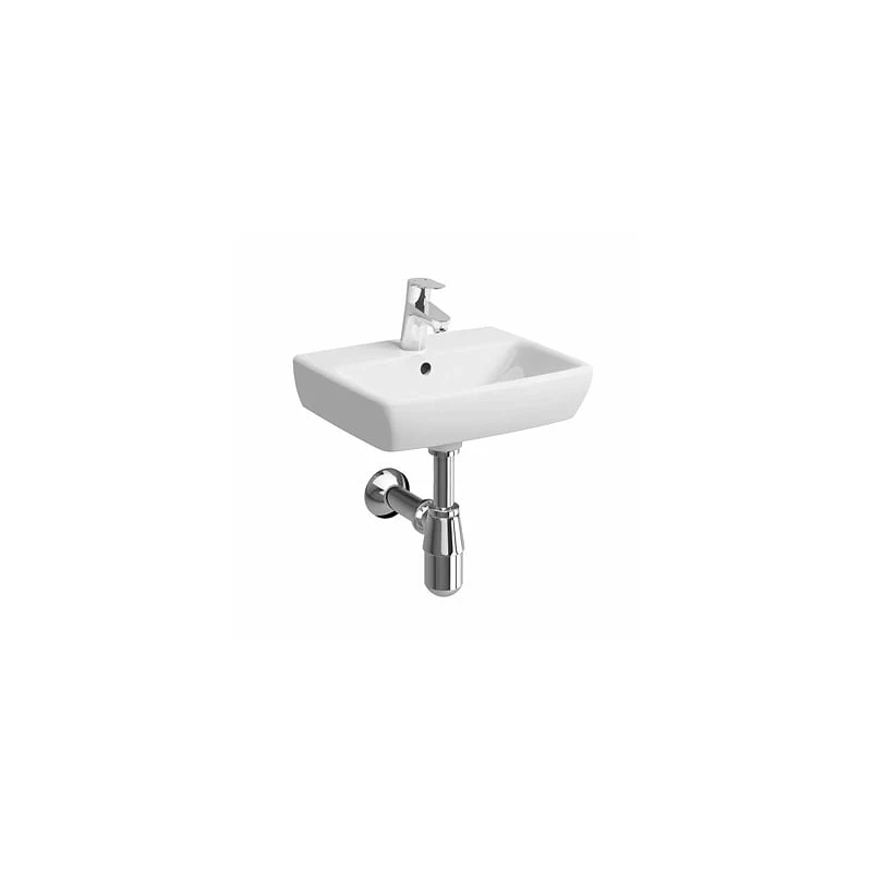 Geberit Selnova Square kézmosó, 45 cm x 16 cm x 35 cm, szögletes, középen csaplyuk, látható túlfolyó