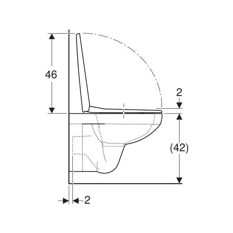 Geberit Selnova Square mélyöblítésű fali WC készlet 53cm, Rimfree, szögletes, lecsapódásgátlós, gyorskioldós WC-ülőkével
