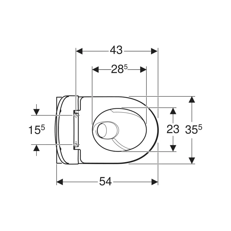 Geberit Selnova fali WC mélyöblítésű készlet, TurboFlush, ovális,54 cm, WC-ülőkével lecsapódásgátlós, gyorskioldós fehér