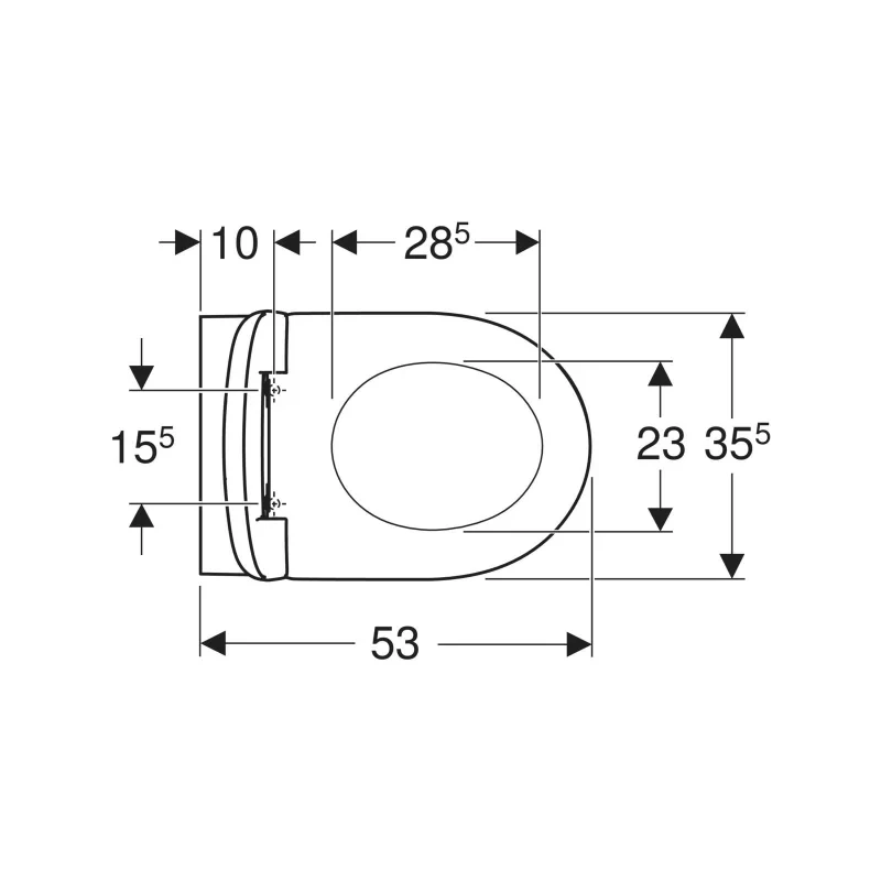 Geberit Selnova mélyöblítésű fali WC készlet 53 cm, Rimfree, ovális, lecsapódásgátlós, gyorskioldós WC-ülőkével
