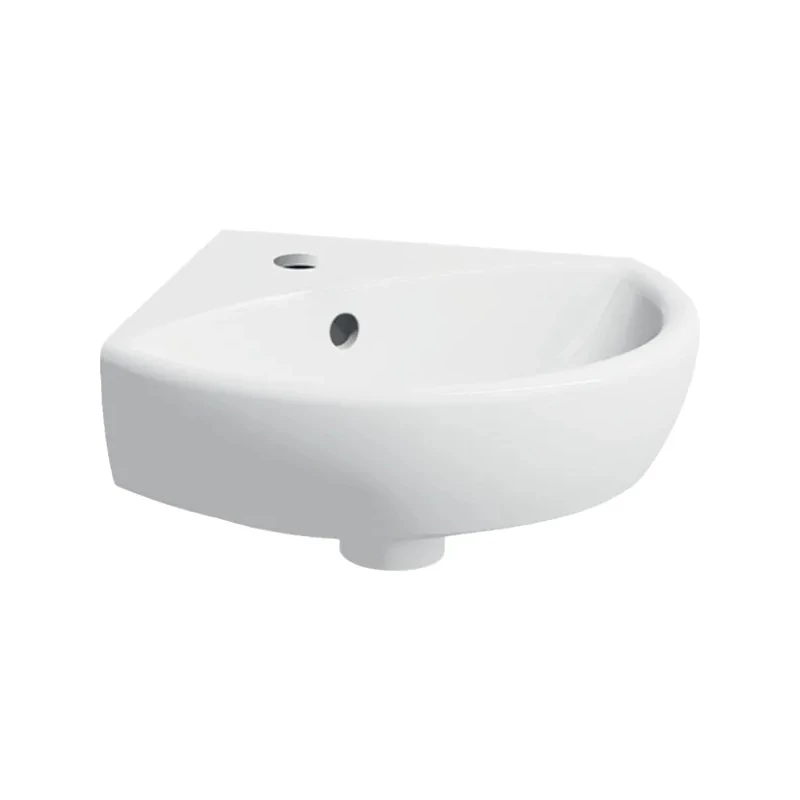 Geberit Selnova sarok kézmosó, 41.4x16.4x41.2cm, csaplyuk középen, túlfolyóval