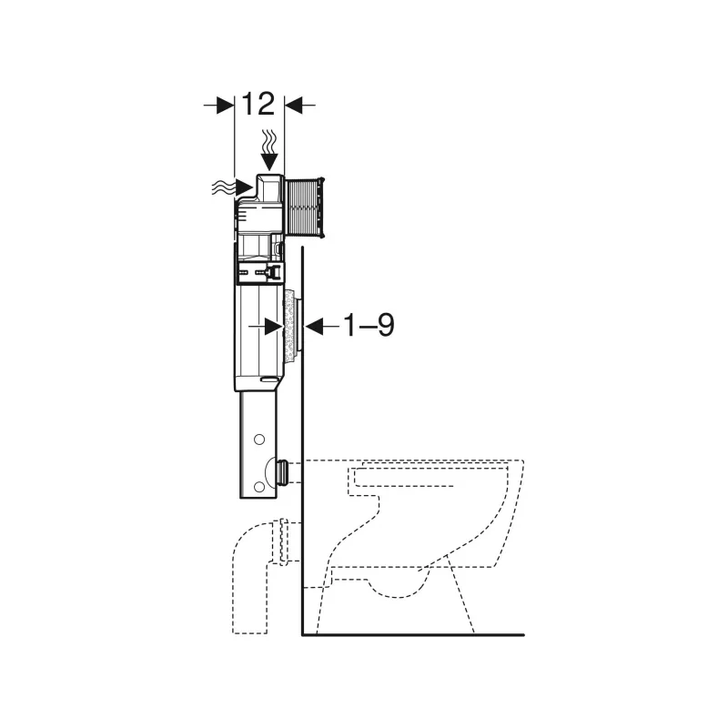 Geberit Sigma 12 cm-es falsík alattiWC tartály, 6/3 liter