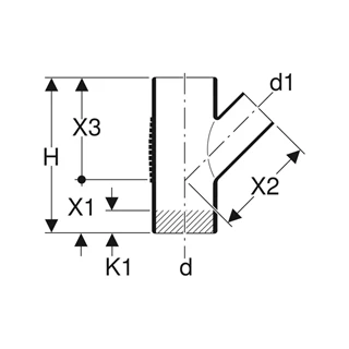 Geberit Silent-db20 45°-os elágazó idom, d75/75