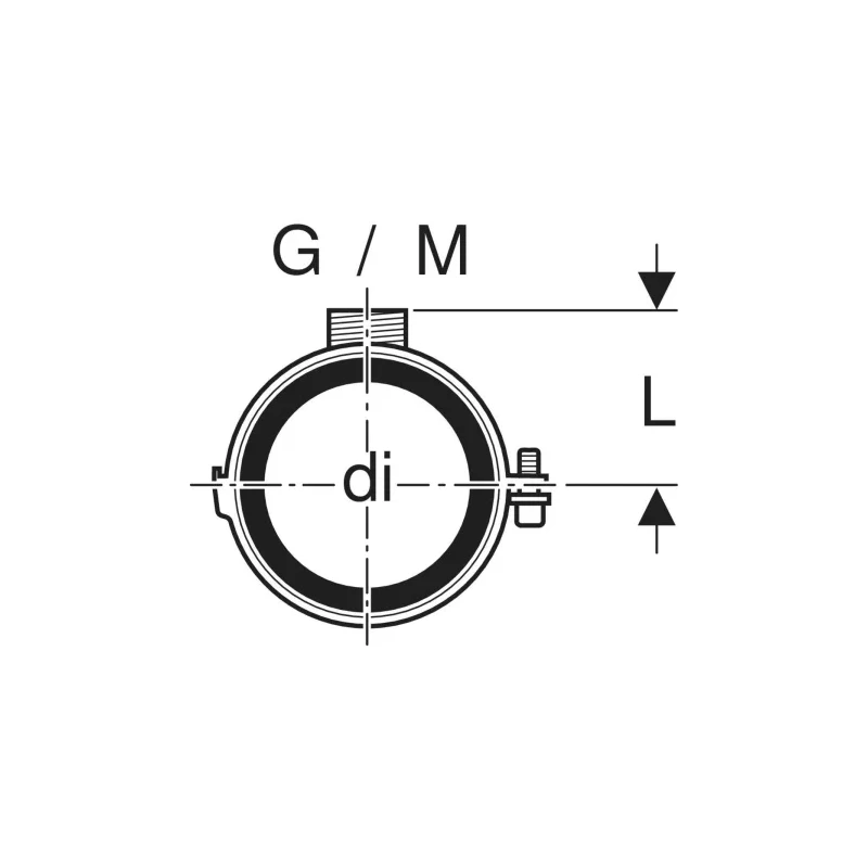 Geberit Silent-db20 gumibetétes csőbilincs, M10/G 1/2" BM, d=125mm