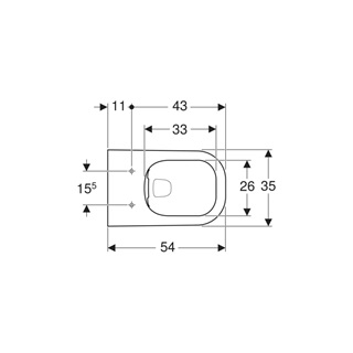 Geberit Smyle Square fali WC mélyöblítésű, Rimfree, 35x34x54cm