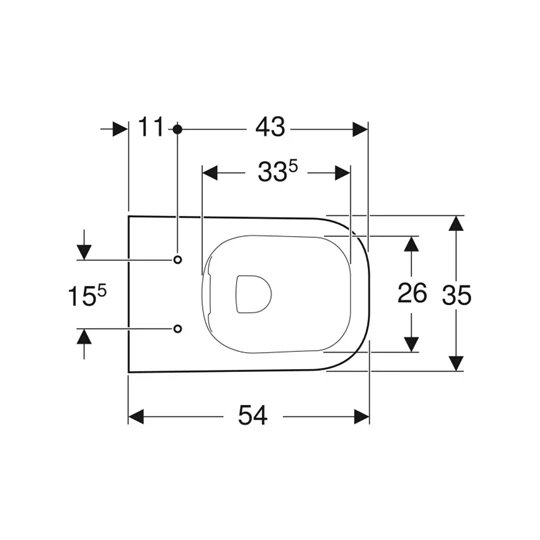 Geberit Smyle Square fali WC csésze mélyöblítésű, részben zárt formájú, Rimfree perem nélküli