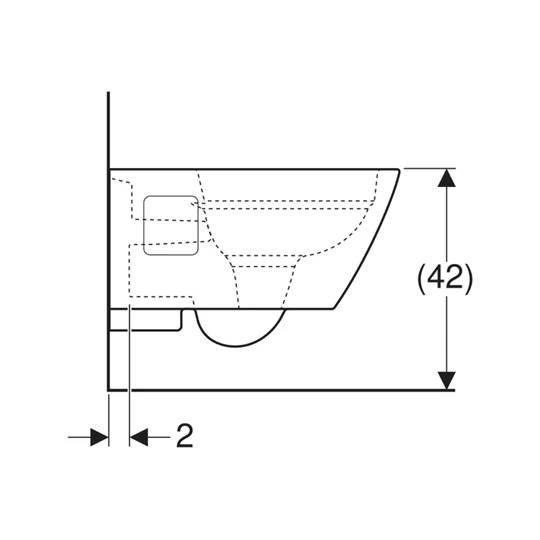 Geberit Smyle Square fali WC csésze mélyöblítésű, részben zárt formájú, Rimfree perem nélküli