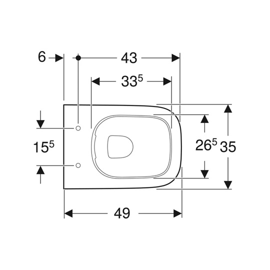 Geberit Smyle Square fali WC, mélyöblítésű, zárt formájú, Compact, Rimfree, 490x350 mm