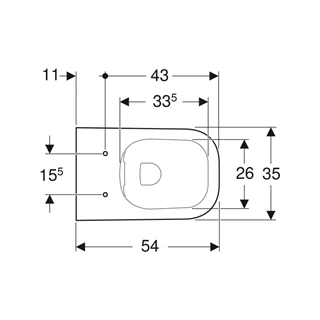 Geberit Smyle Square fali WC csésze mélyöblítésű, zárt formájú, Rimfree, 35 cm x 33 cm x 54 cm