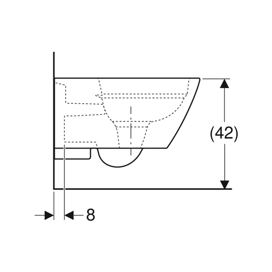 Geberit Smyle Square fali WC csésze mélyöblítésű, zárt formájú, Rimfree, 35 cm x 33 cm x 54 cm