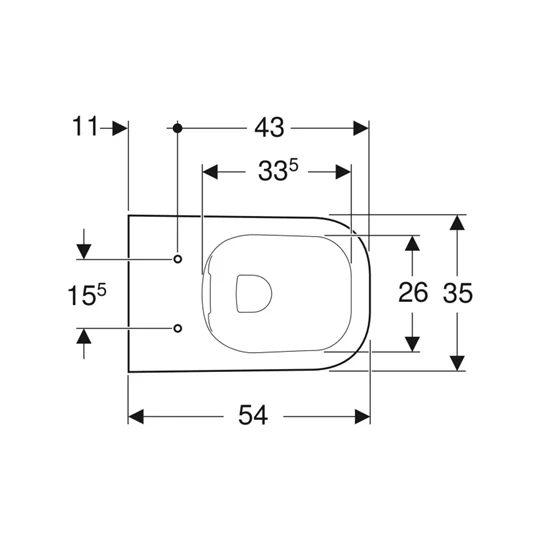 Geberit Smyle Square fali WC csésze mélyöblítésű, zárt formájú, Rimfree, 35 cm x 33 cm x 54 cm