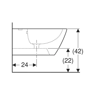 Geberit Smyle Square fali bidé, zárt forma, 35 cm x 26 cm x 54 cm, túlfolyó látható