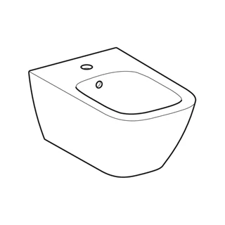 Geberit Smyle Square fali bidé, zárt forma, 35 cm x 26 cm x 54 cm, túlfolyó látható