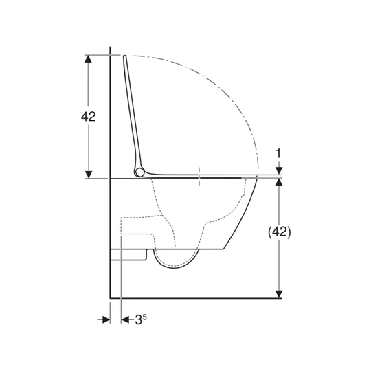 Geberit Smyle Square mélyöblítésű fali WC készlet 54 cm, Rimfree, szögletes, lecsapódásgátlós, gyorskioldós WC-ülőkével