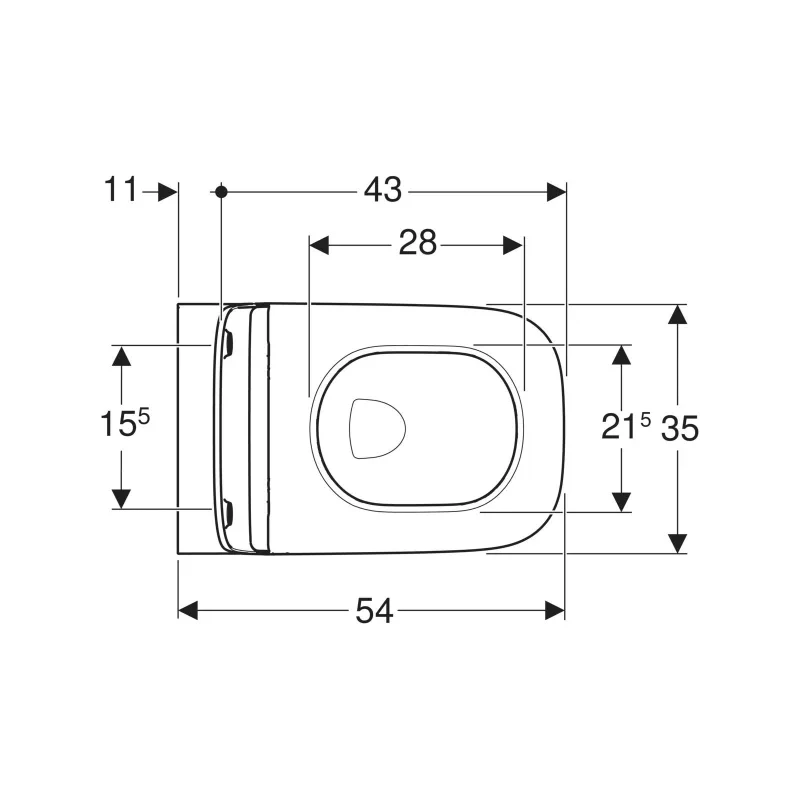 Geberit Smyle Square mélyöblítésű fali WC készlet 54 cm, Rimfree, szögletes, lecsapódásgátlós, gyorskioldós WC-ülőkével