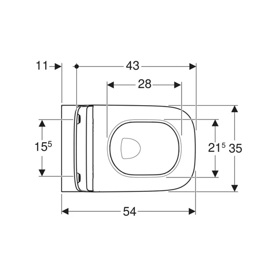 Geberit Smyle Square mélyöblítésű fali WC készlet 54 cm, Rimfree, szögletes, lecsapódásgátlós, gyorskioldós WC-ülőkével