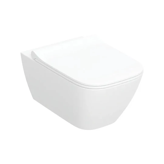 Geberit Smyle Square mélyöblítésű fali WC készlet 54 cm, Rimfree, szögletes, lecsapódásgátlós, gyorskioldós WC-ülőkével