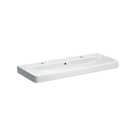 Geberit Smyle Square mosdó, 120 cm x 16.5 cm x 48 cm, csaplyuk bal és jobb, túlfolyó látható