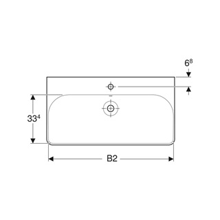 Geberit Smyle Square mosdó, 60x16,5x48 cm, csaplyuk középen, túlfolyó látható