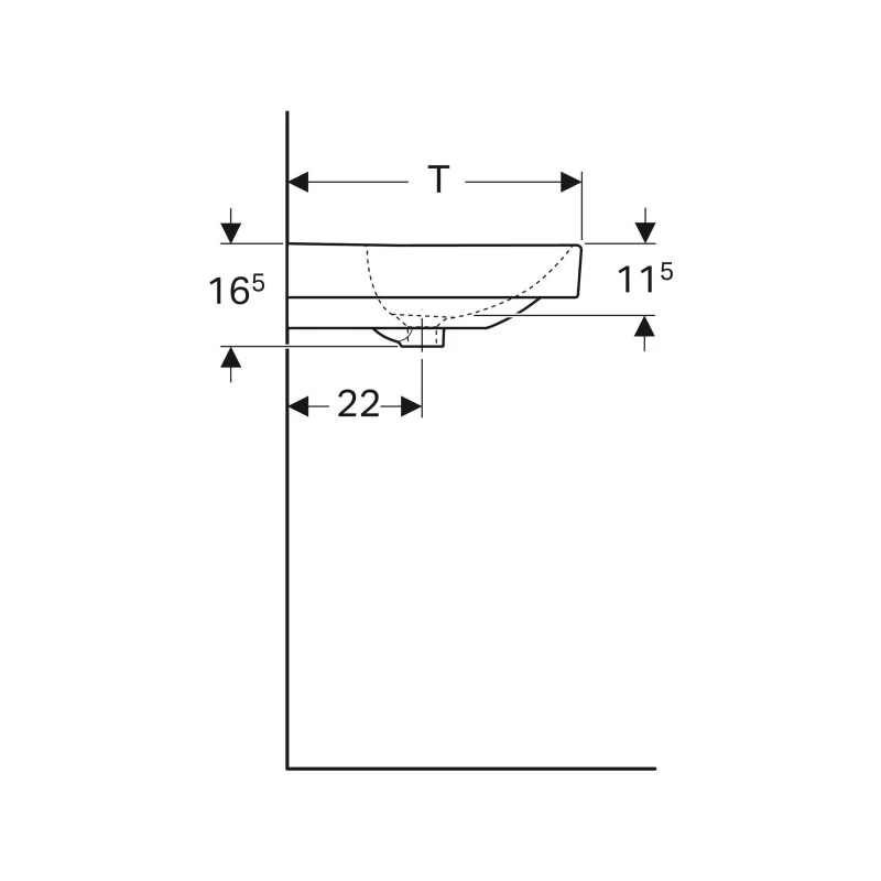 Geberit Smyle Square mosdó, 90x16.5x48cm, csaplyuk középen, túlfolyóval