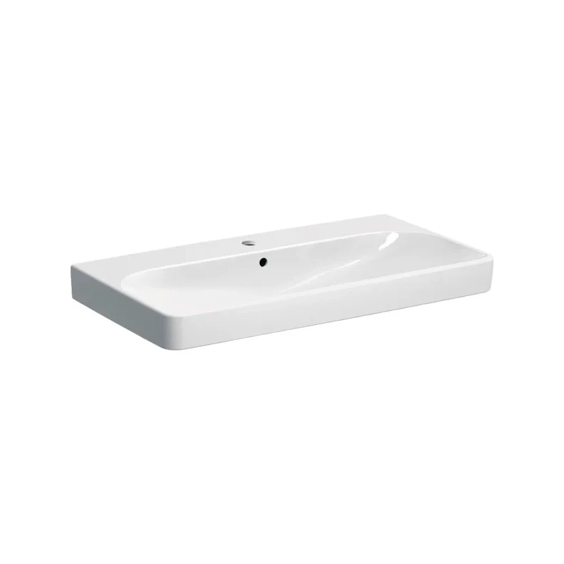 Geberit Smyle Square mosdó, 90x16.5x48cm, csaplyuk középen, túlfolyóval