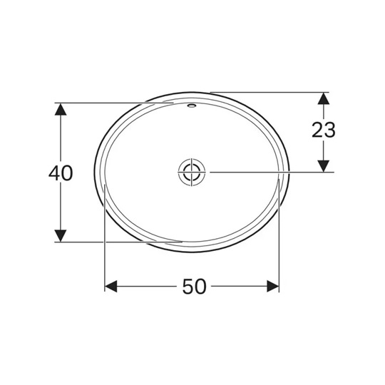 Geberit VariForm alulról beépíthető mosdó,ovális,56cm*18,1cm*46cm túlfolyó látható