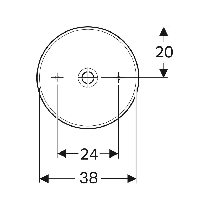 Geberit VariForm pultra ültethető mosdó, kerek, 40 cm x 15.8 cm, túlfolyó nélkül